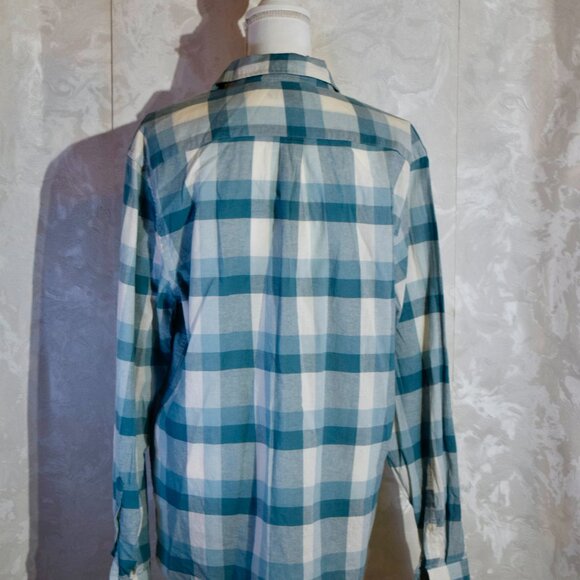 GAP Women's Blue & White Plaid Flannel Button-Up Blouse Size | L - Picture 2 of 5